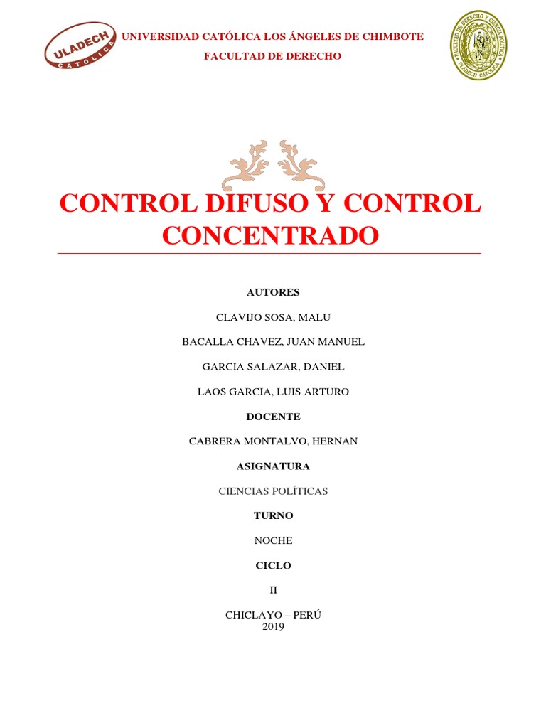 Control Difuso y Control Concentrado PDF Juez Constitución