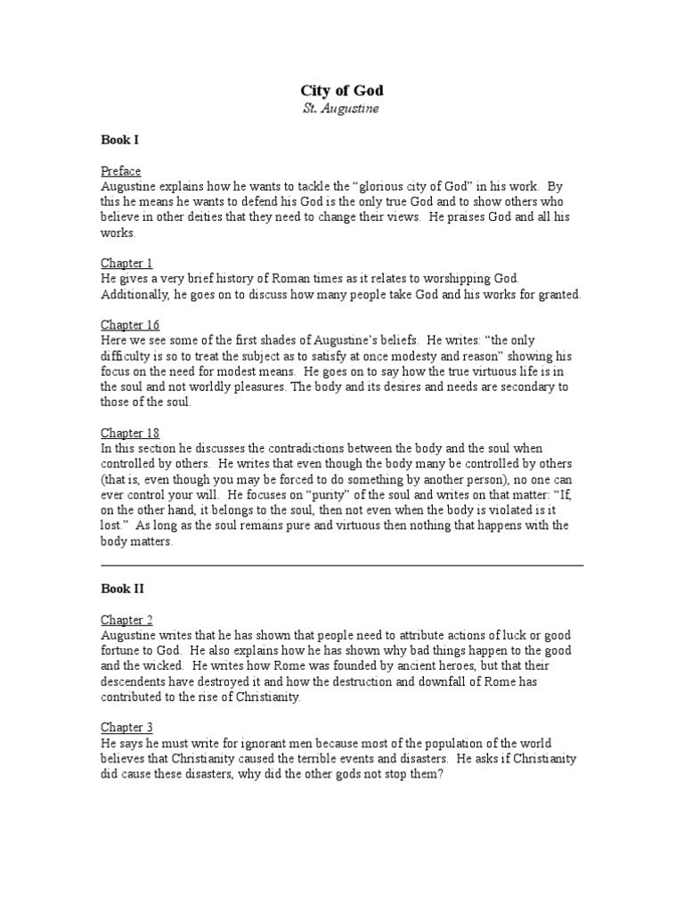 Summary or St. Augustine's City of God PDF Augustine Of Hippo Virtue