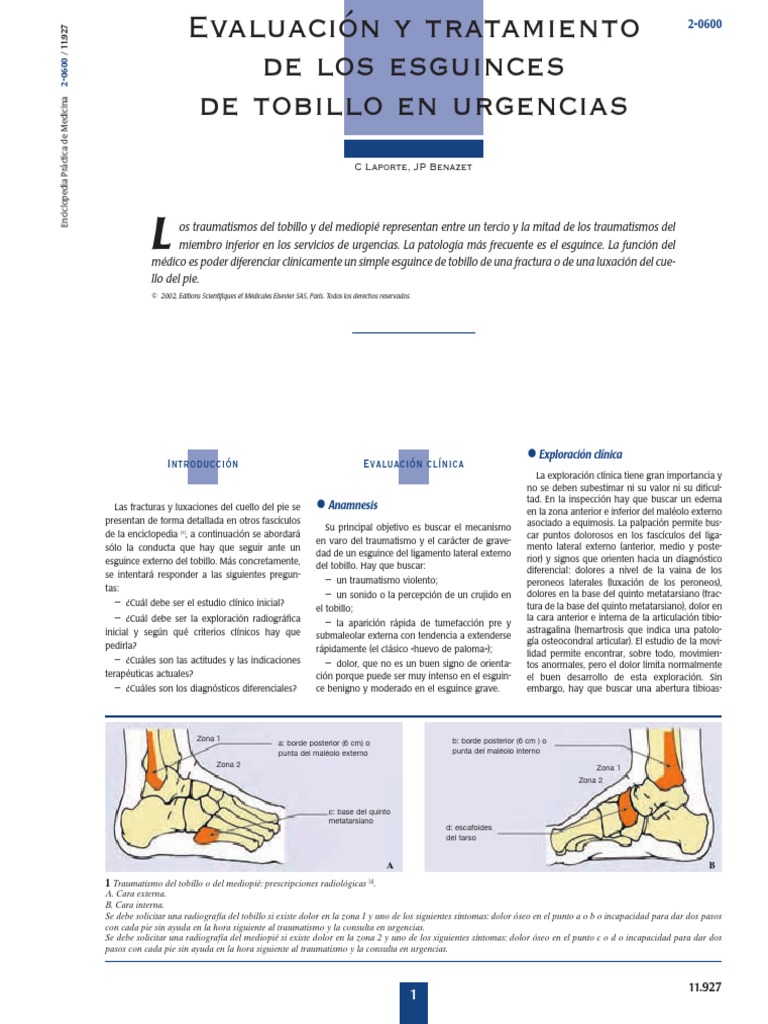Evaluación y tratamiento de los esguinces de tobillo en urgencias