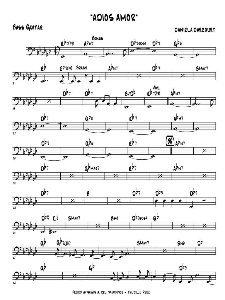 ADIOS AMOR - Bass Guitar PDF | PDF