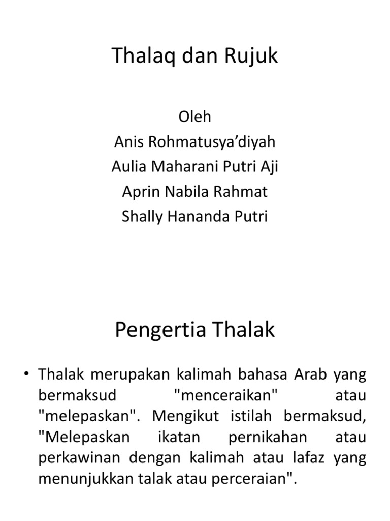 Syarat dan Lafaz Talak serta Rujuk | PDF | Pengembangan Diri | Agama ...