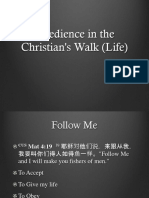 Obedience in The Christian's Walk (Life)