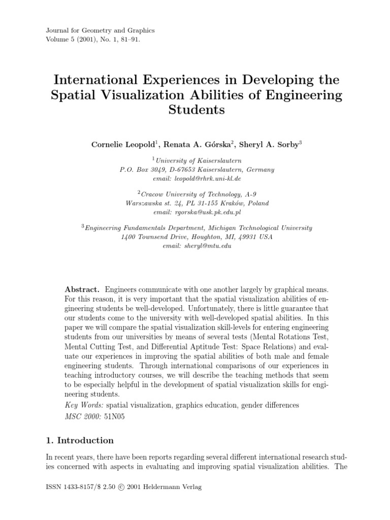 Enhancing Spatial Visualization in Engineering | PDF | Homework ...