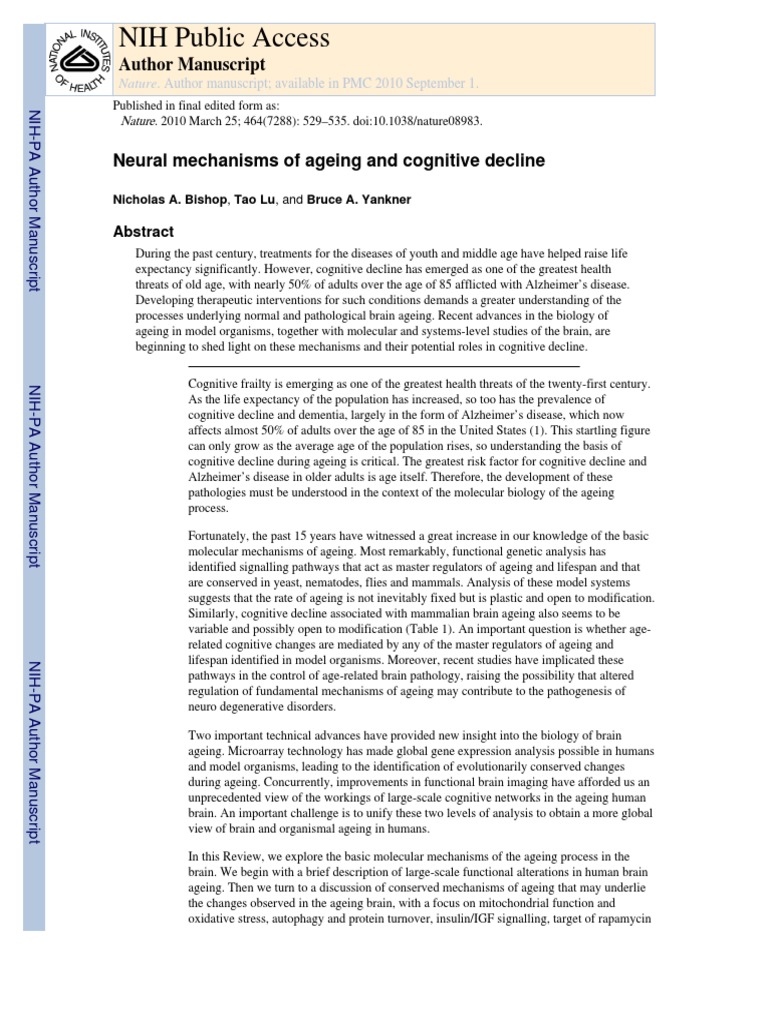 2010 - Neural Mechanisms of Ageing and Cognitive Decline | PDF ...
