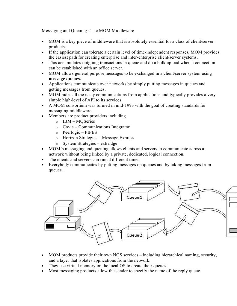 MOM Middleware for Message Queuing | PDF | Server (Computing) | Network ...
