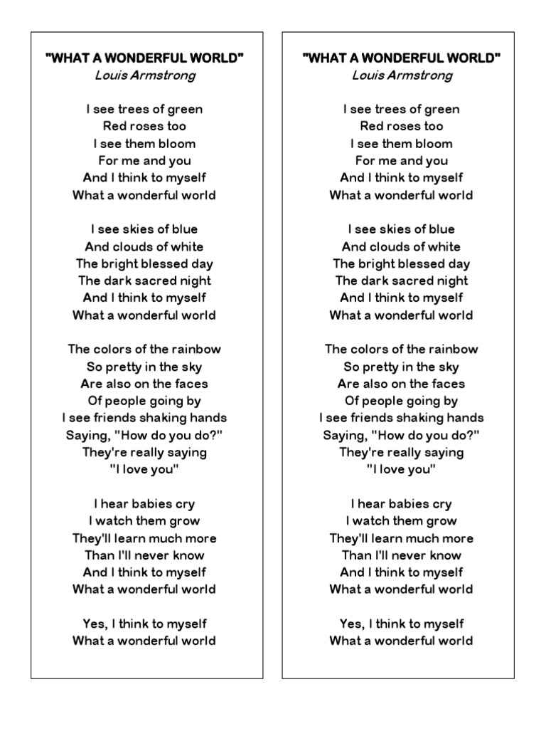 What A Wonderful World Lyrics