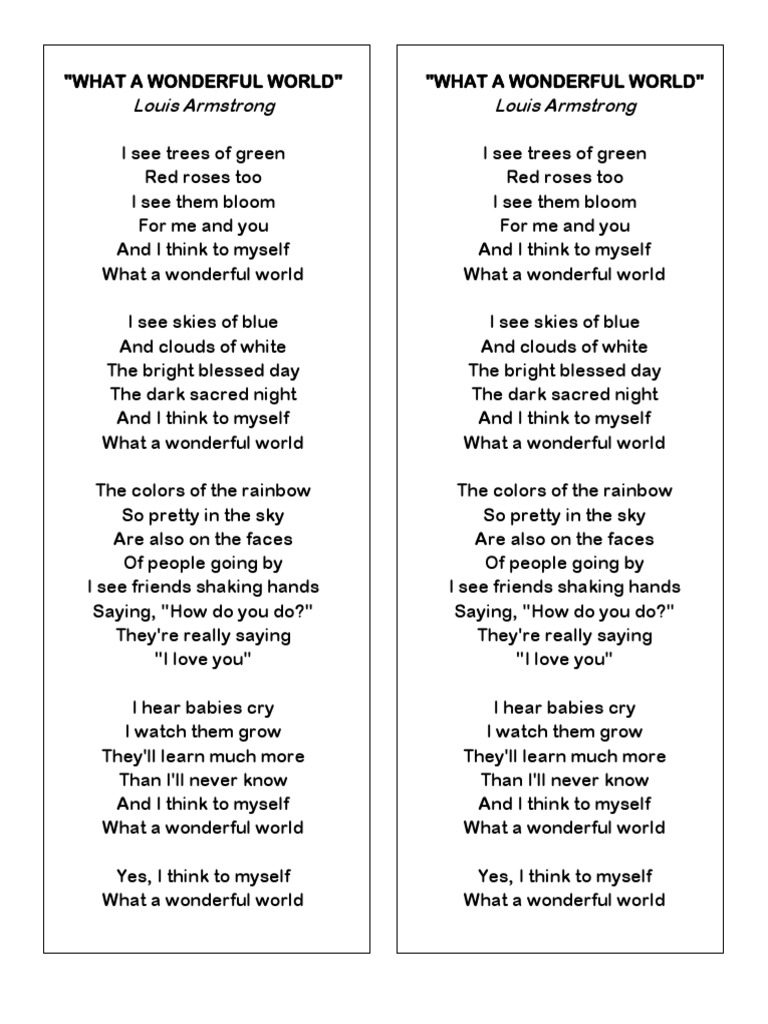 What A Wonderful World Lyrics | PDF