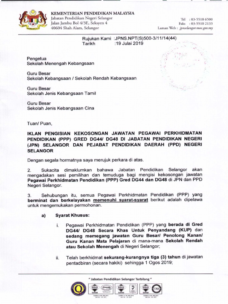 Iklan Jawatan Jpn Ppd Selangor Pdf