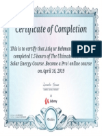 Certificate of OFF Grid Solar PV System