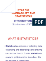 STAT 552 Probability and Statistics Ii: Short Review of S551