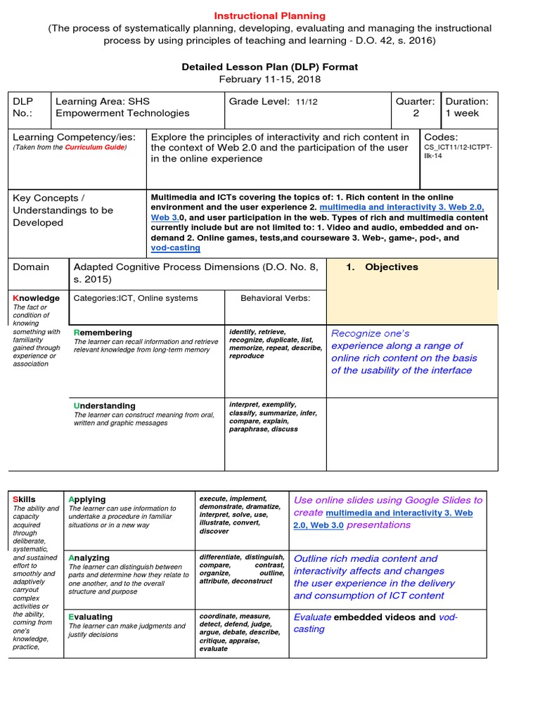 Daily Lesson Plan for English Class | PDF | Value (Ethics ...