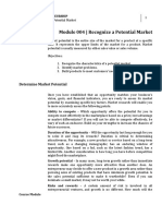 Module 004 - Recognize A Potential Market