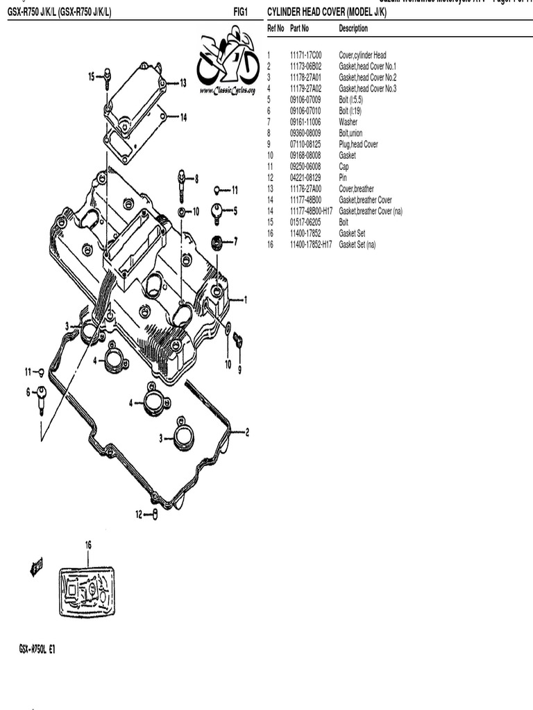 Suzuki GSXR750 GSXR 750 Illustrated Parts List Diagram Manual 1988