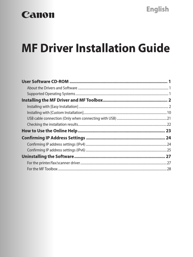 MF Driver Installation Guide | PDF | Ip Address | Image Scanner