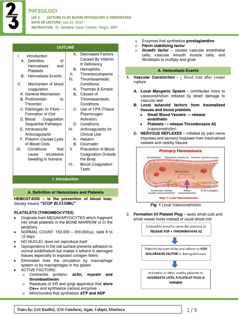 Hemostasis: Mechanisms and Physiology | PDF | Coagulation | Platelet