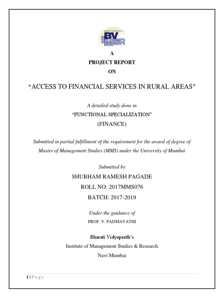 Access to Financial Services in Rural Areas | PDF | Microfinance | Loans
