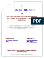 Research Report: Role and Significance of Fdi in Retail Sector of India: Present and Future Scenario