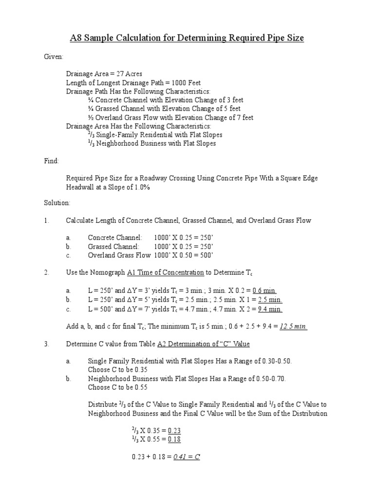 A8 Sample Calc - Rational Method | PDF | Teaching Mathematics | Nature