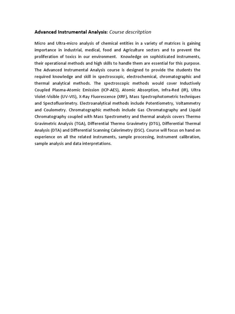 Advanced Instrumental Analysis PDF