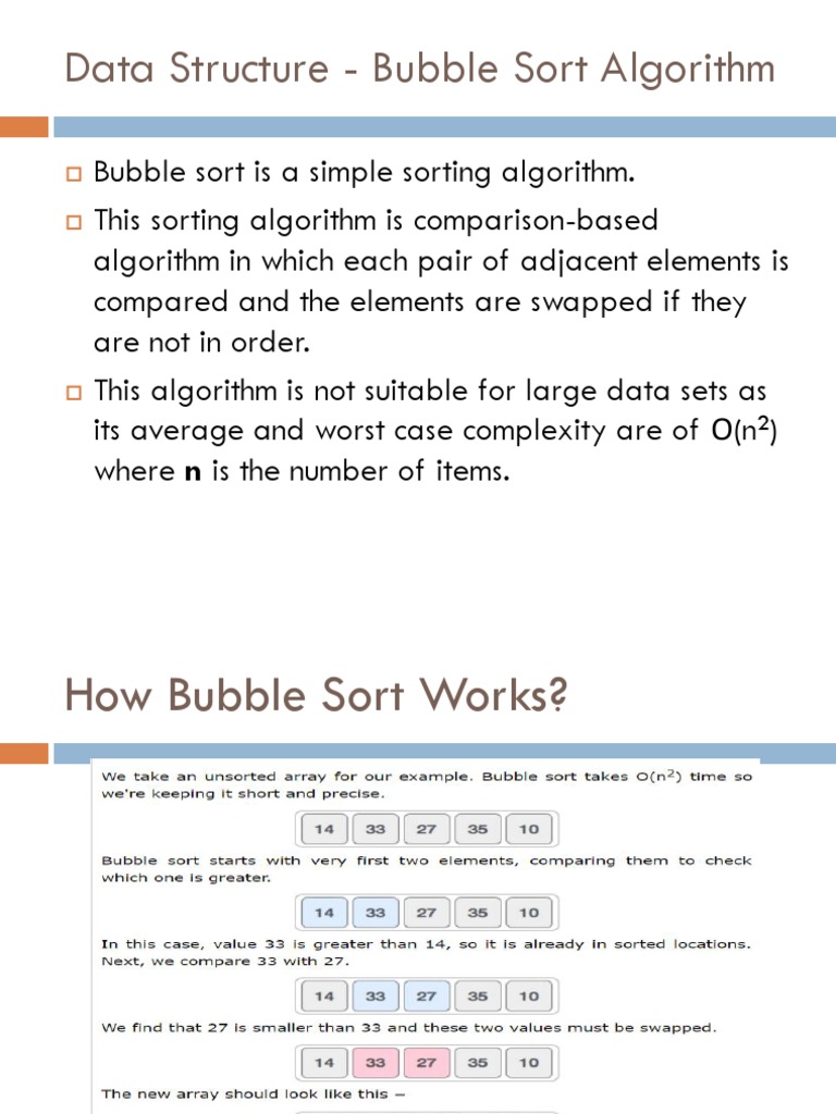 In Data Structure — Bubble Sort Algorithm ..