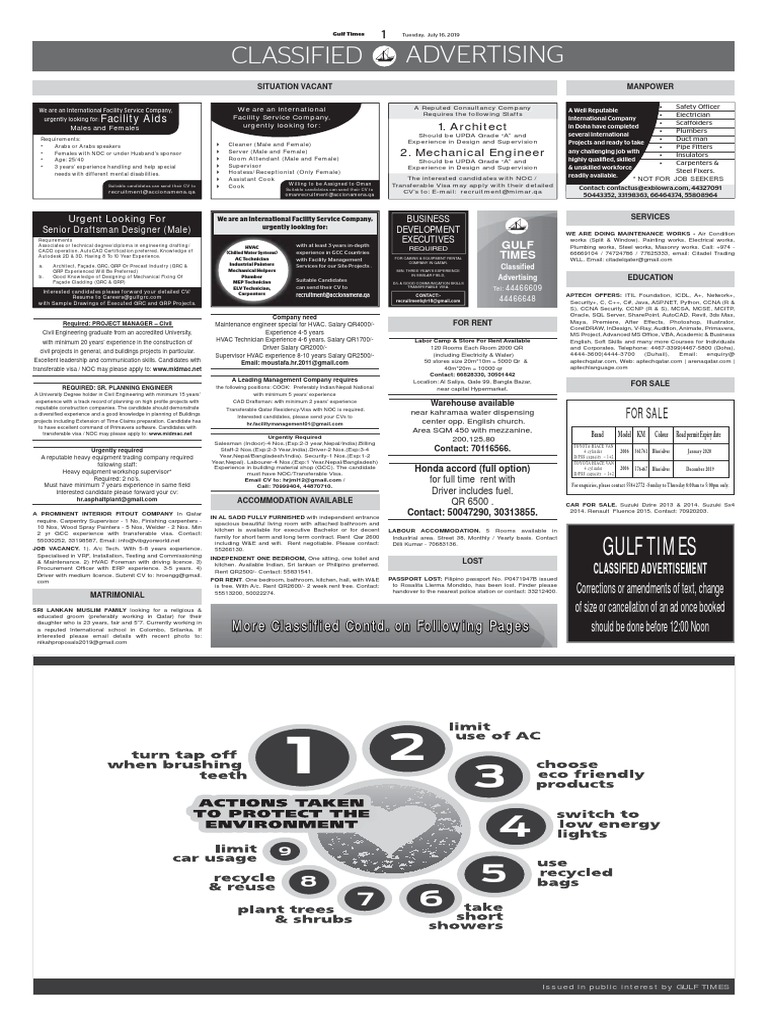 Qatar Classified Ads Overview | PDF | Driver's License | Gulf ...