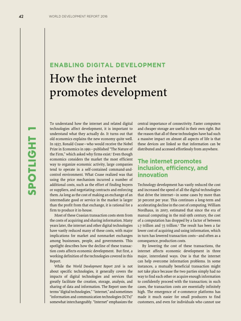 How Internet Promoted Development | PDF | Internet | Economics