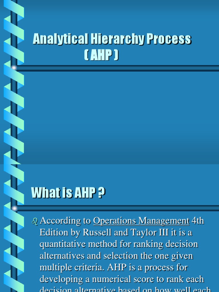 Analytical Hierarchy Process (Ahp) | PDF | Matrix (Mathematics) | Algebra