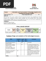 Course Information and Communication Technologies Applied To The Teaching and Learning of English