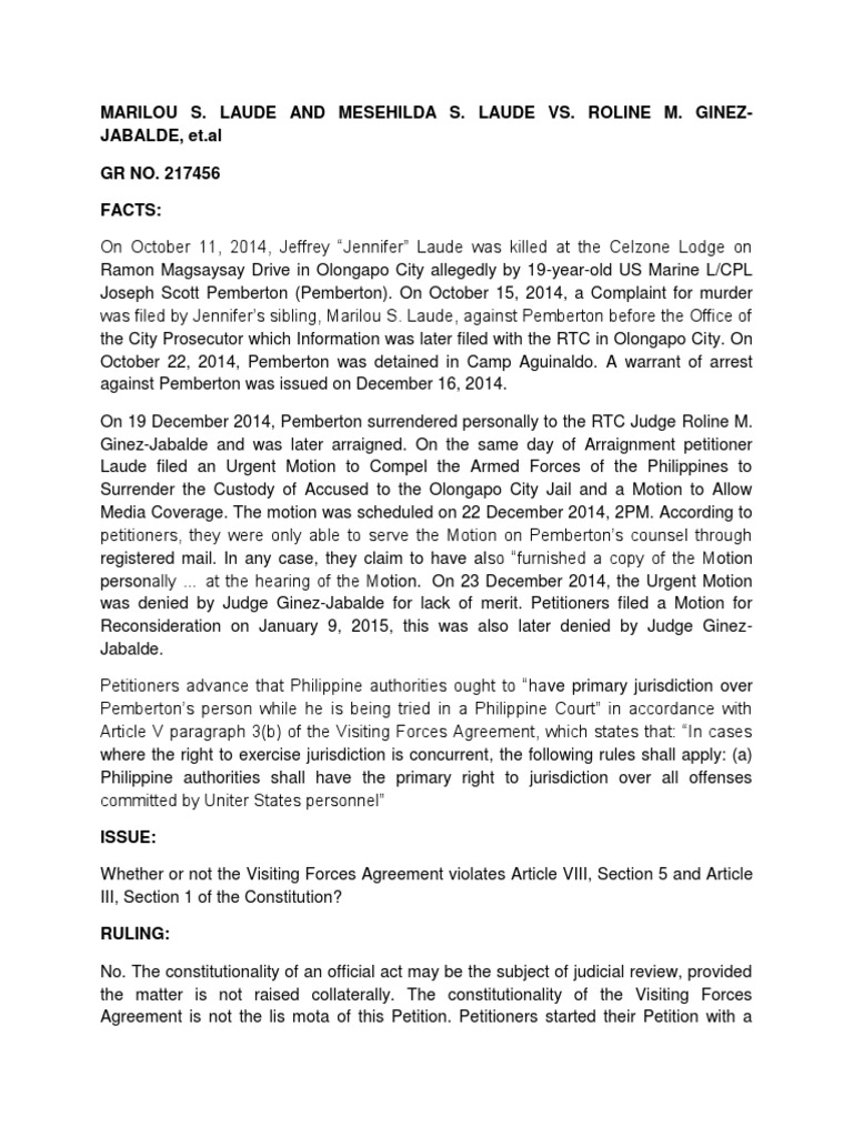 Laude vs. Ginez-Jabalde Case Summary | PDF | Jurisdiction | United ...