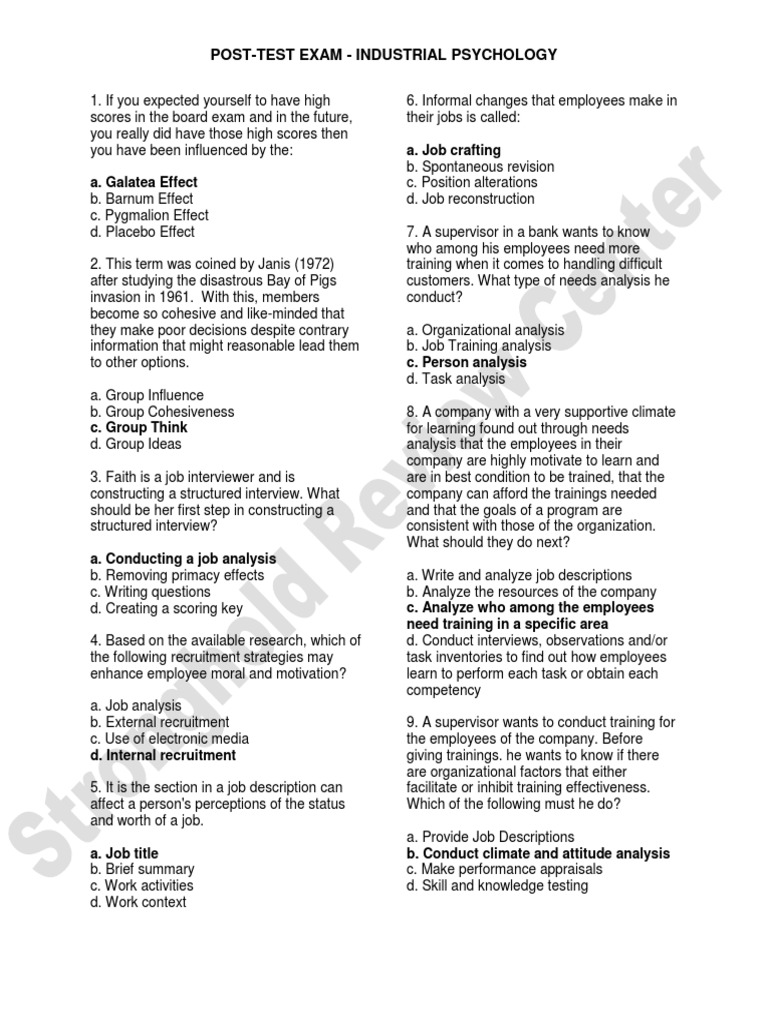 Industrial Psychology Board Exam Review | PDF | Performance Appraisal ...