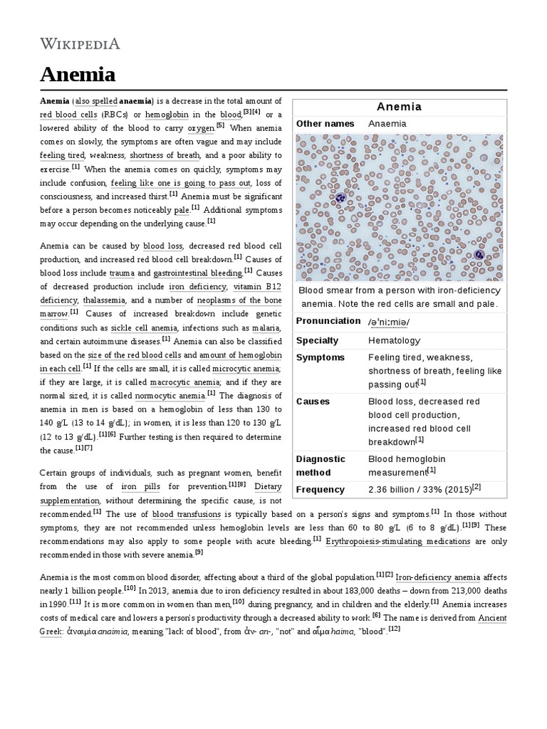 Anemia | PDF | Anemia | Medical Specialties