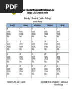 Learning Calendar in Creative Writings: Lanao School of Science and Technology, Inc