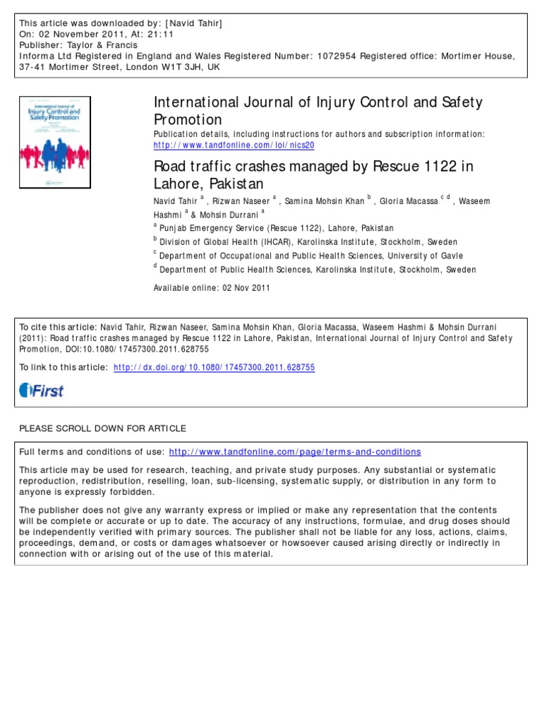 Road Traffic Crashes Managed by Rescue 1 PDF | PDF | Traffic Collision ...