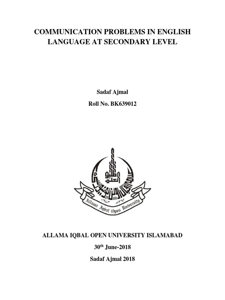 Communication Problems in English Language at Secondary Level PDF