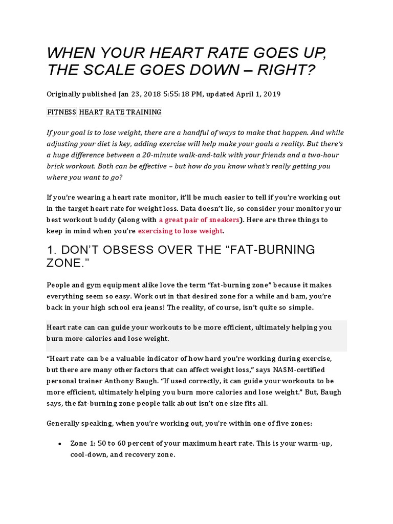 When Your Heart Rate Goes Up PDF Weight Loss Heart Rate