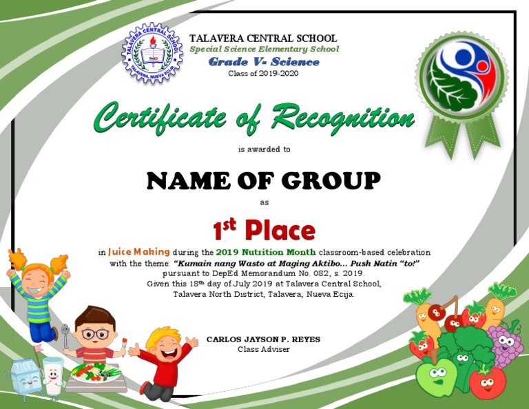 Certificate Nutrition Month Pdf