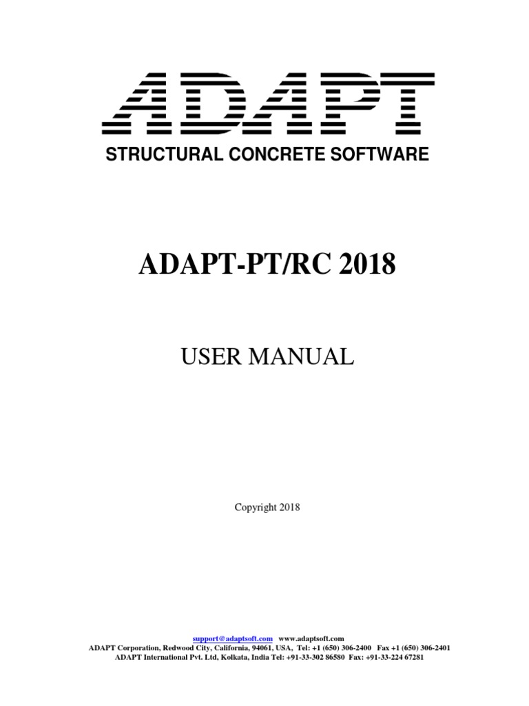 ADAPT-PT/RC 2018: User Manual | PDF | Menu (Computing) | Prestressed ...