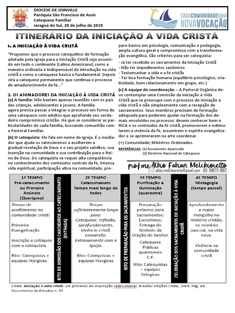 Itinerário da Iniciação à Vida Cristã | PDF | Catecismo | Francisco de ...
