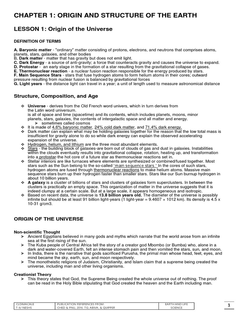 Origin and Structure of the Earth | PDF | Mantle (Geology) | Stars