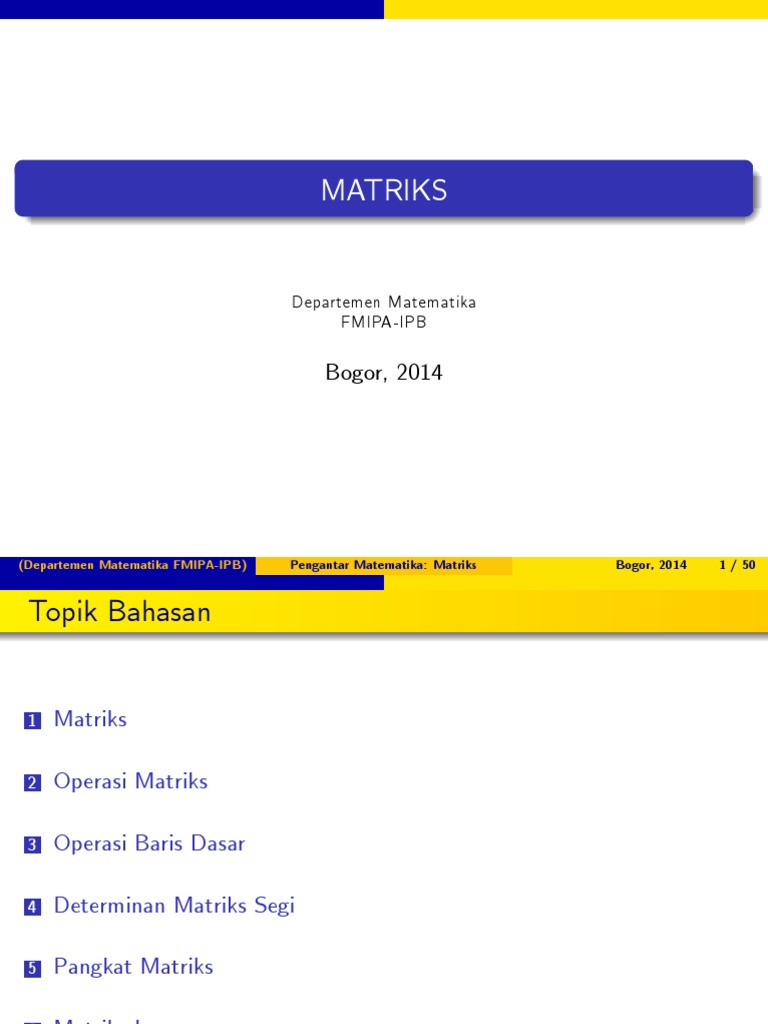 Matriks Dasar Dan Operasi Pdf