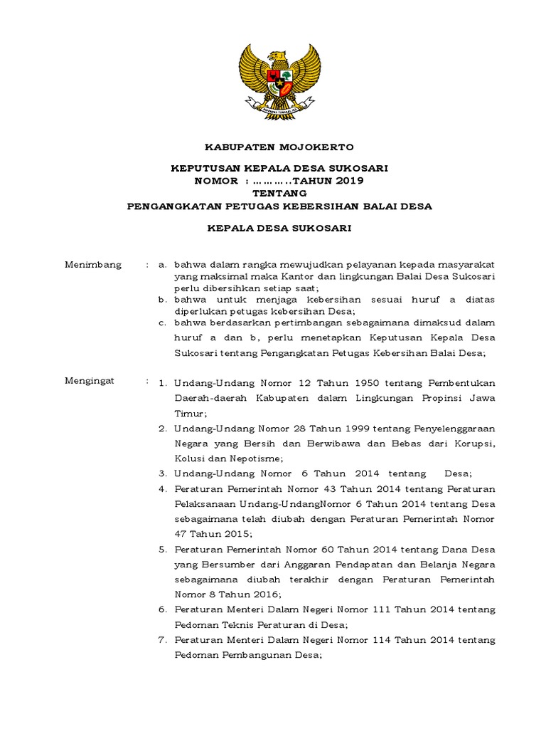 Sk Petugas Kebersihan 2019 Pdf