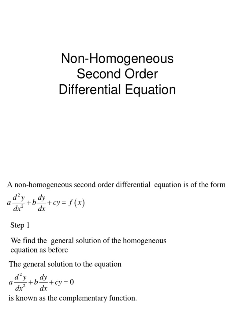 Non Homogeneous Second Oder Linear Differential Equation PDF | PDF ...