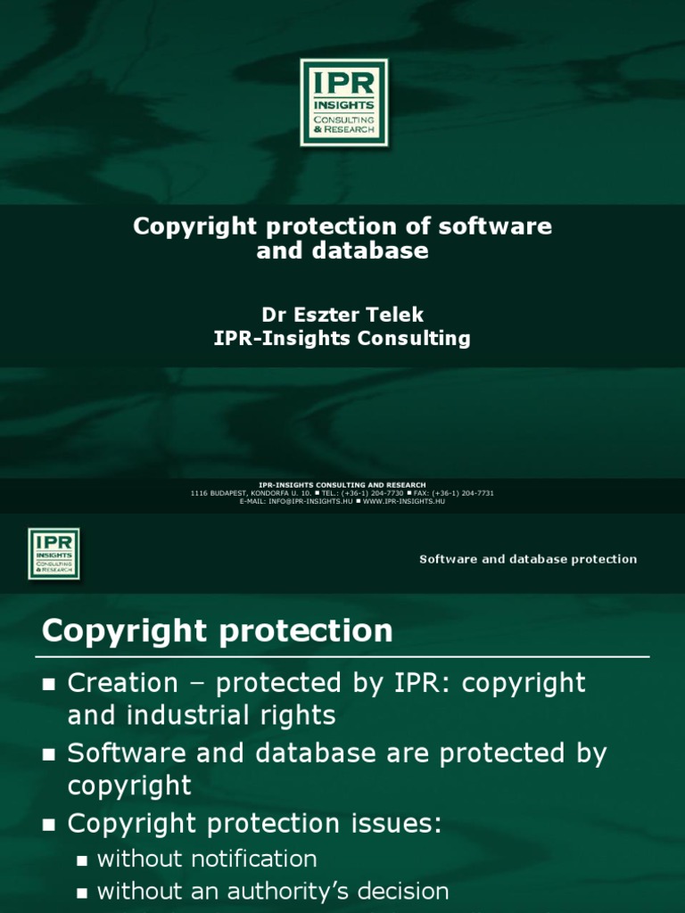 Copyright Protection for Software & Databases | PDF | Copyright ...