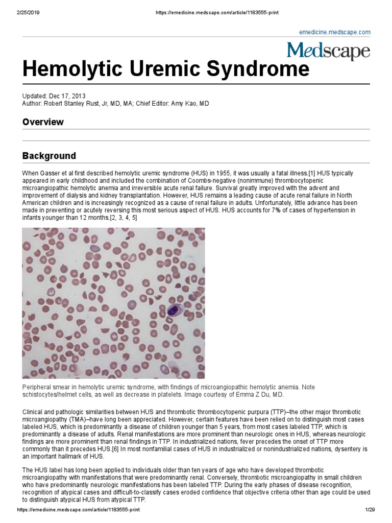 Hemolytic Uremic Syndrome | PDF | Escherichia Coli | Diarrhea