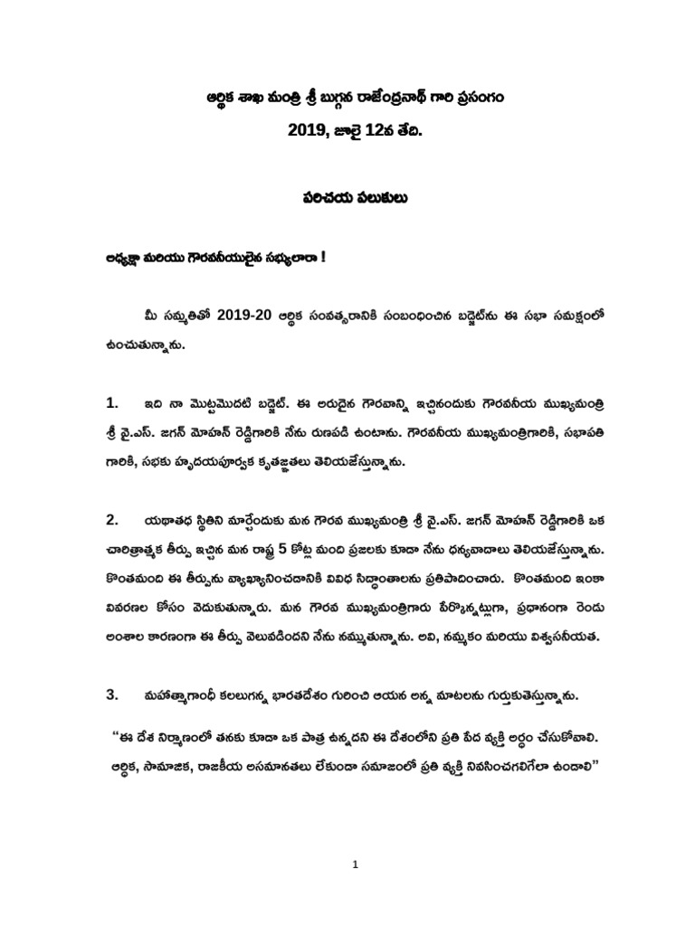 Andhra Pradesh Budget Speech 19