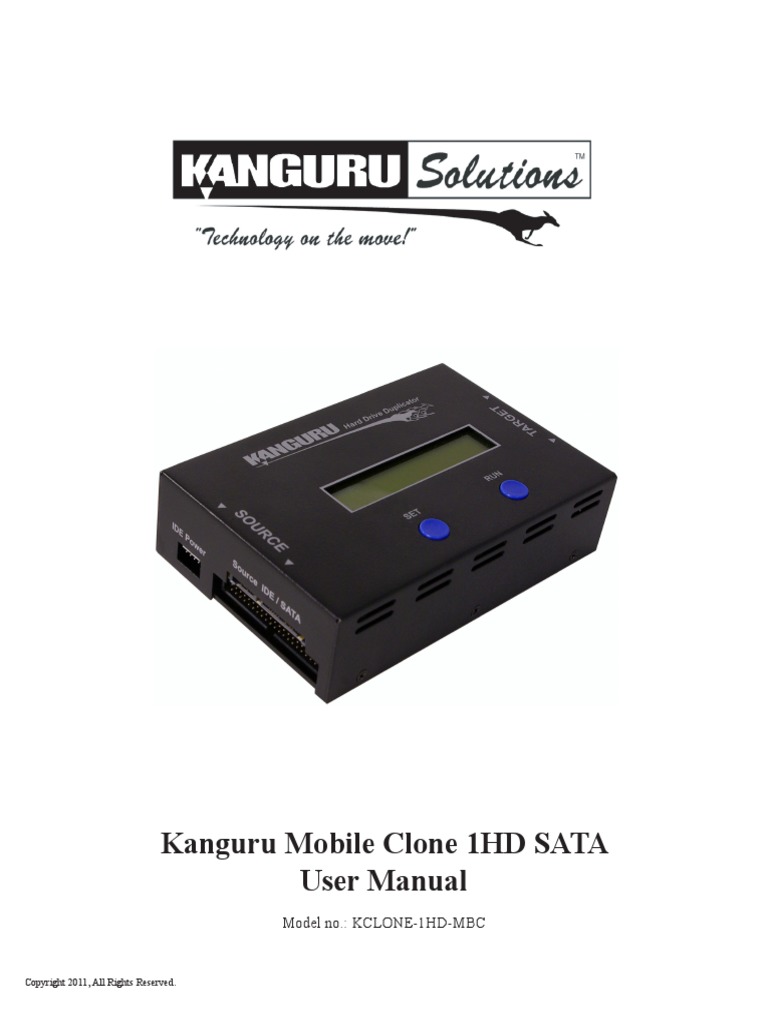 Kanguru Mobile Clone 1HD Duplicator User Manual PDF Hard Disk Drive
