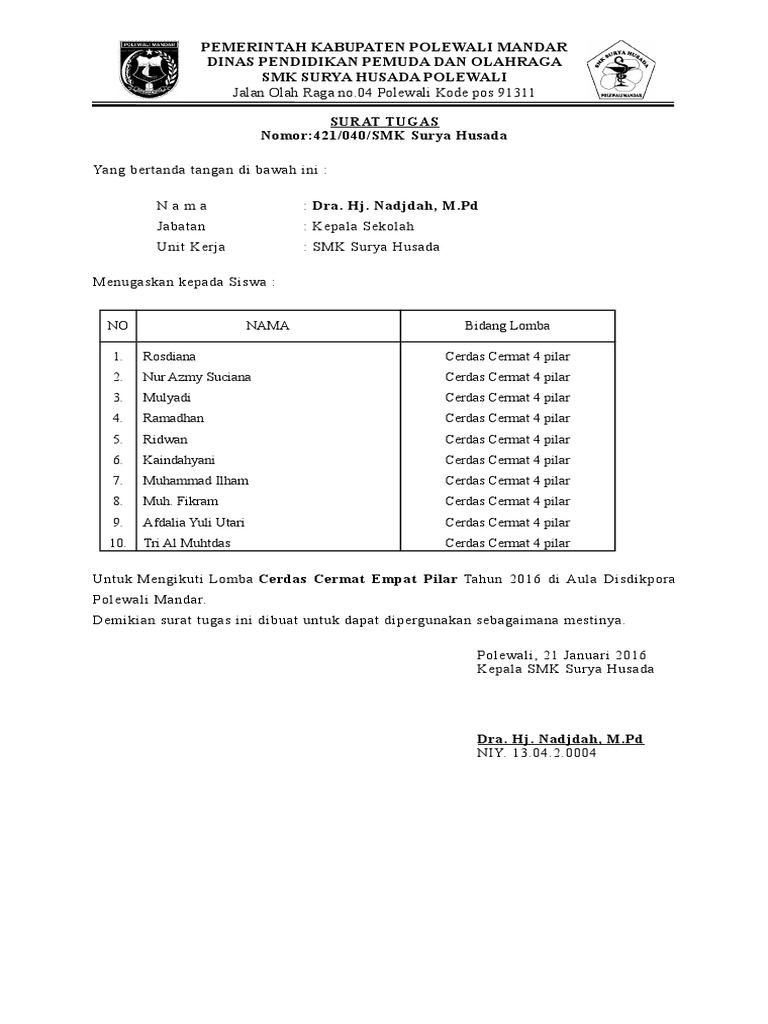 Surat Tugas Lomba  PDF
