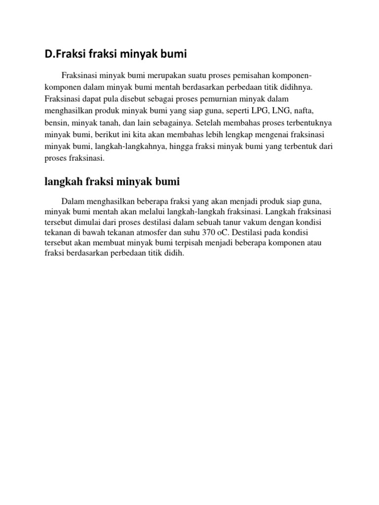 Fraksi Fraksi Minyak Bumi