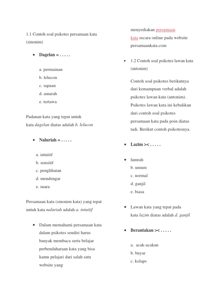 110+ Contoh Soal Sinonim Bahasa Inggris + Jawaban Dikdasmen