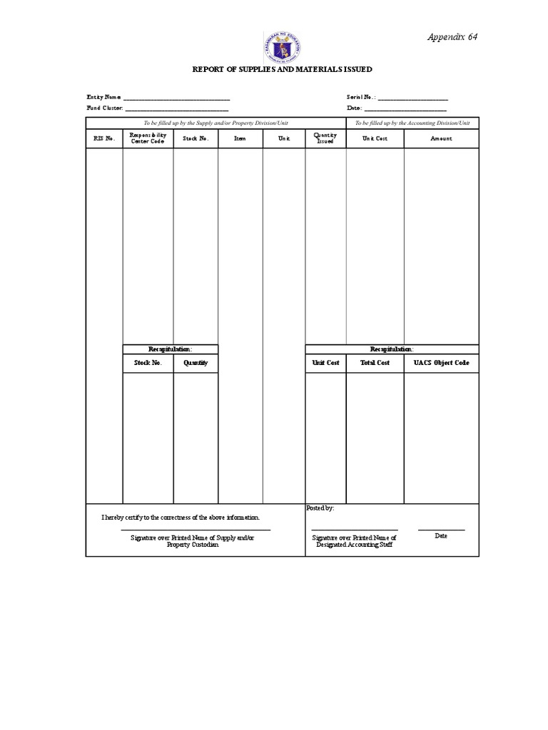 Report of Supplies and Materials Issued PDF